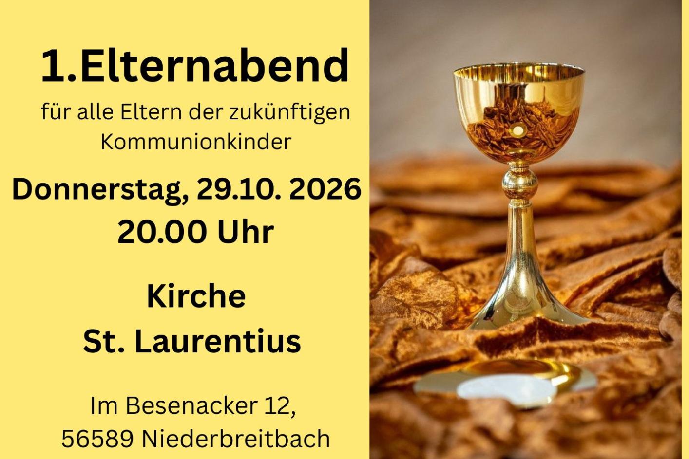 29.10.2026 Elternabend Erstkommunion 2027