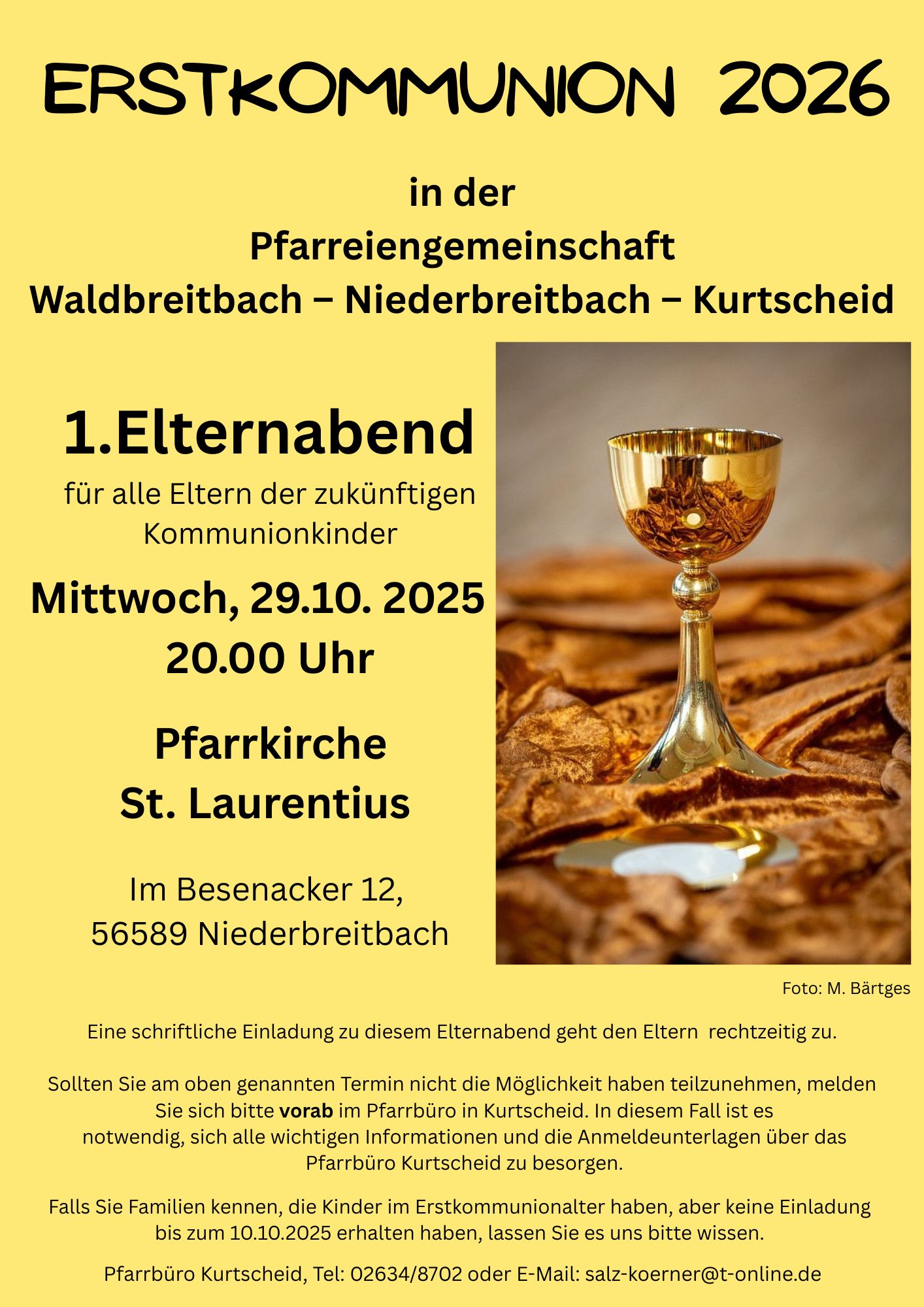 Plakat 1. Elternabend Erskommunion 2026